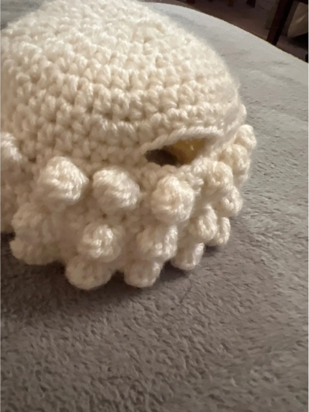 Handmade Cream Crochet Bobble Beanie Hat